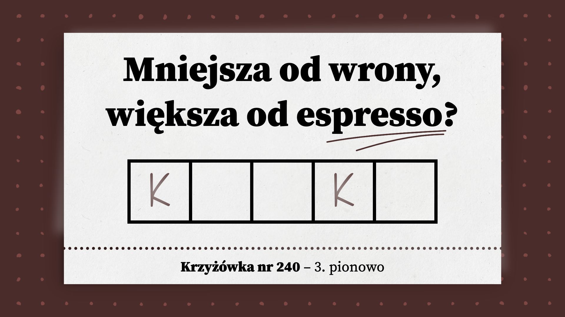 Mniejsza od wrony, większa od espresso